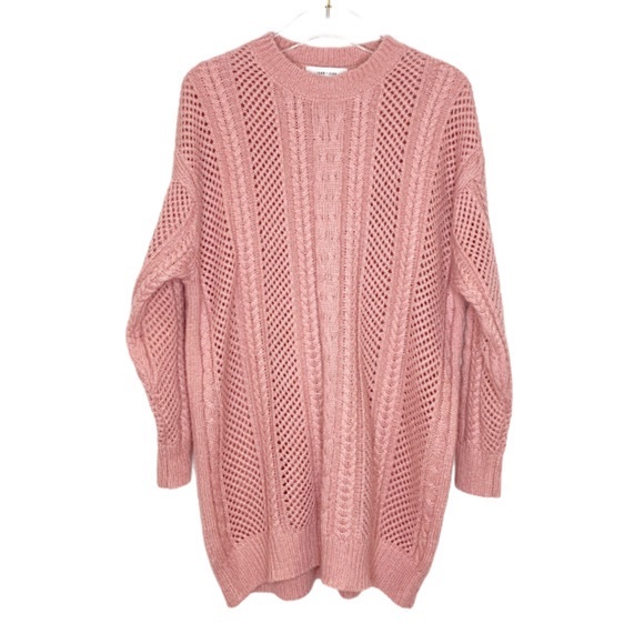 John + Jenn Pink Cable knit Tunic Sweater, Size Small - Picture 3 of 7